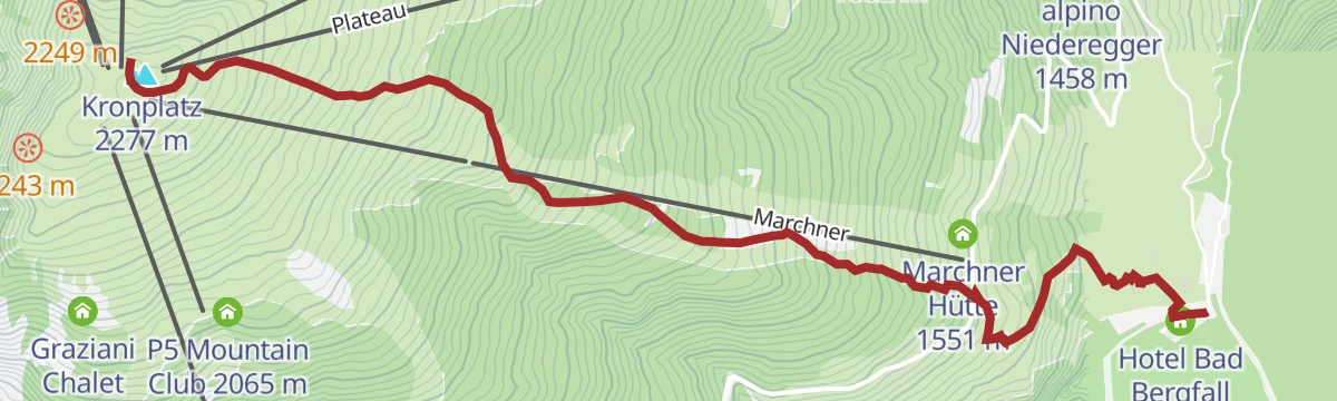 Route map: Bad Bergfall - Kronplatz